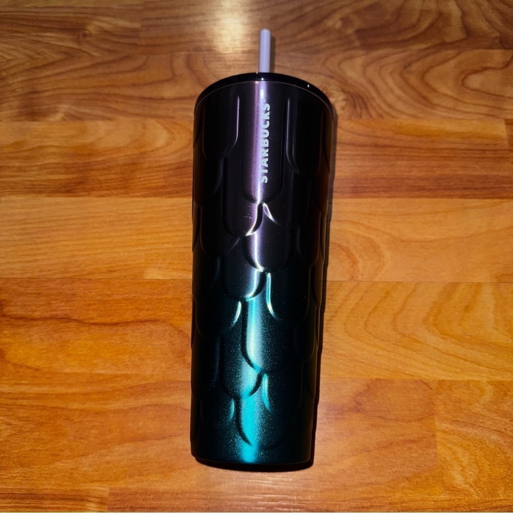 New Starbucks Purple Teal Twilight Ombre Mermaid Scales Stainless Tumbler 24oz